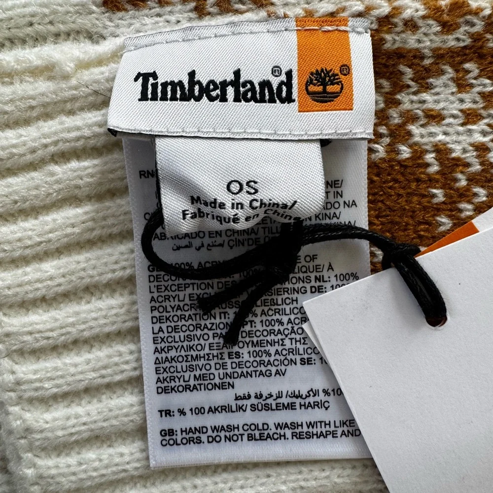 NWT Timberland Tan Buffalo Plaid Scarf 64x10 Adult Size Brown Check Winter Warm